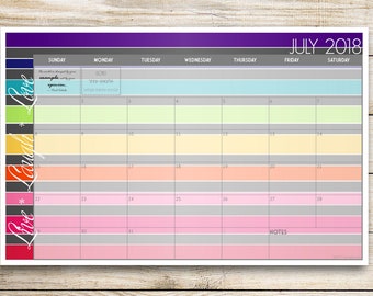 2023-2024 Custom Desk Calendar, Desk Pad, Blotter Calendar, Academic Calendar -- Satin Color Stripes, CHOOSE YOUR DATES