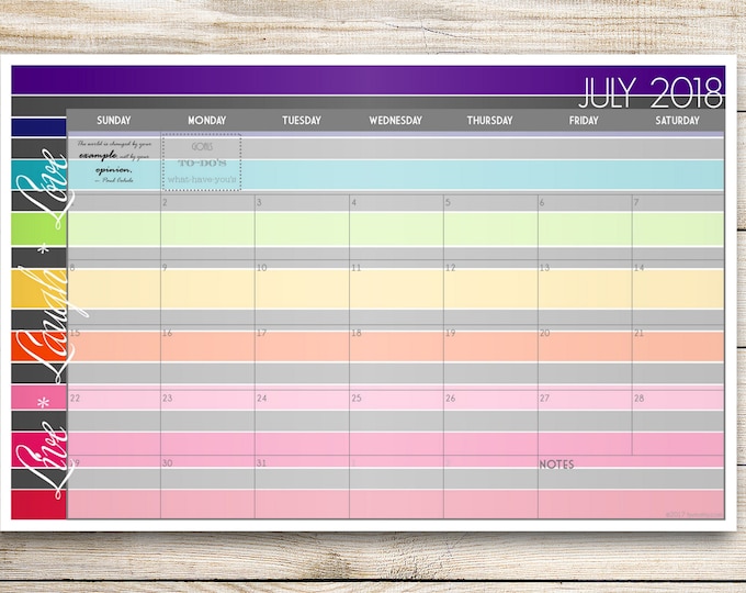 2025 Custom Desk Calendar, Desk Pad, Blotter Calendar, Academic Calendar -- Satin Color Stripes, CHOOSE YOUR DATES