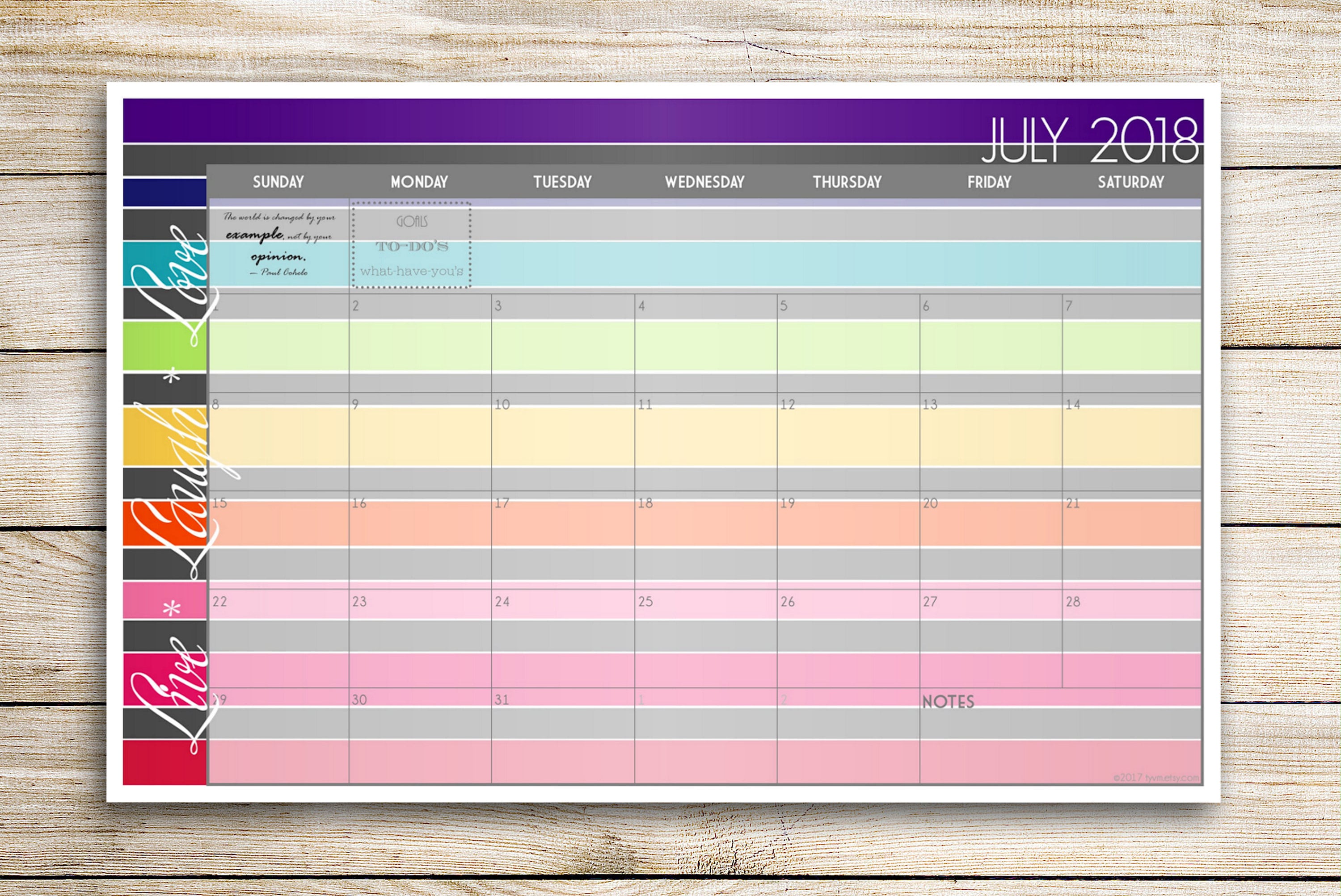 Full Color Desk Planner Calendar