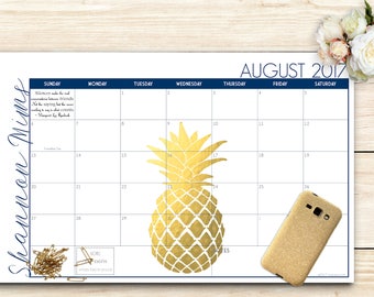 2021 Custom Desk Calendar, Desk Pad, Blotter Calendar - Golden Pineapple