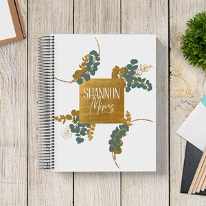 2025-2026 Custom Monthly-Weekly Planner -- Gilded Eucalyptus