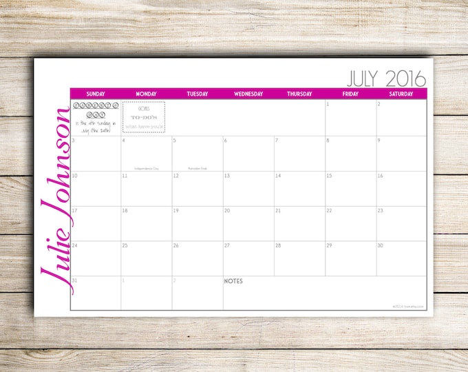 Printable Digital DIY Custom Desk Calendar, Desk Pad, Blotter Calendar - ColorBlock, Choose Your Dates