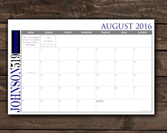 2025 Custom Desk Calendar, Desk Pad, Blotter Calendar - Simple Thin Blue Line, Yearly Calendar, CHOOSE YOUR DATES