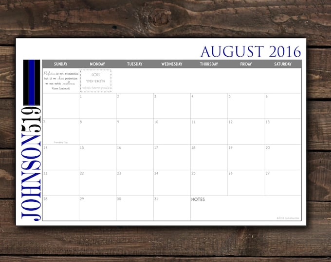 2023-2024 Custom Desk Calendar, Desk Pad, Blotter Calendar - Simple Thin Blue Line, Yearly Calendar, CHOOSE YOUR DATES