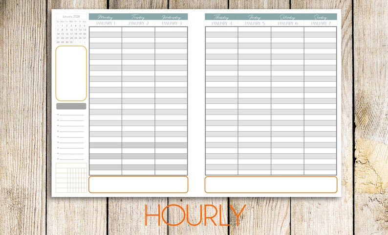 2023-2024 Custom Monthly-Weekly Planner Wildflowers Hourly