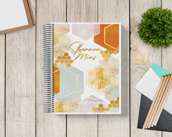 2024-2025 Custom MONTHLY Planner -- Abstract Honeycomb