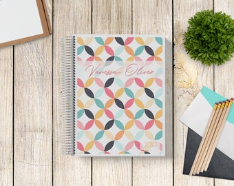 2025-2026 Custom Monthly-Weekly Planner -- Mid-Century Mod Circles