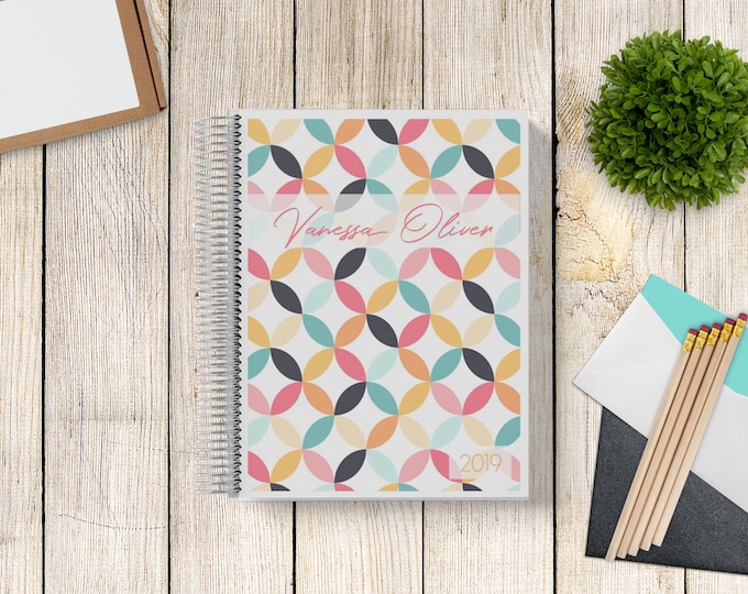 2024-2025 Custom Monthly-Weekly Planner -- Mid-Century Mod Circles