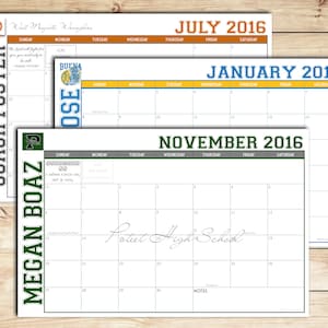 Custom Desk Calendar, Desk Pad, Blotter Calendar, Academic Calendar, Yearly Calendar -- VARSITY School Spirit You choose start month