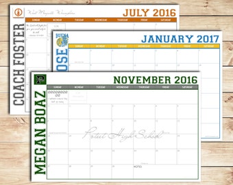 Custom Desk Calendar, Desk Pad, Blotter Calendar, Academic Calendar, Yearly Calendar -- VARSITY School Spirit You choose start month