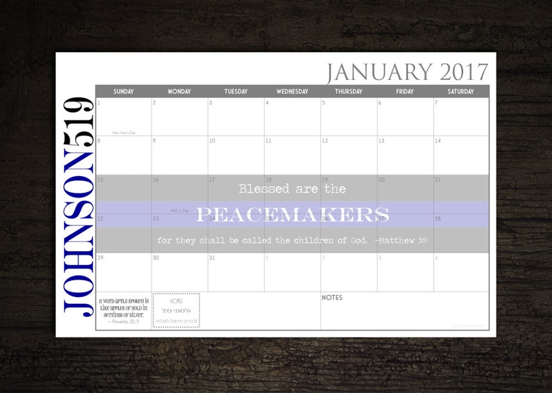 custom-desk-calendar-desk-pad-blotter-calendar-thin-blue-etsy