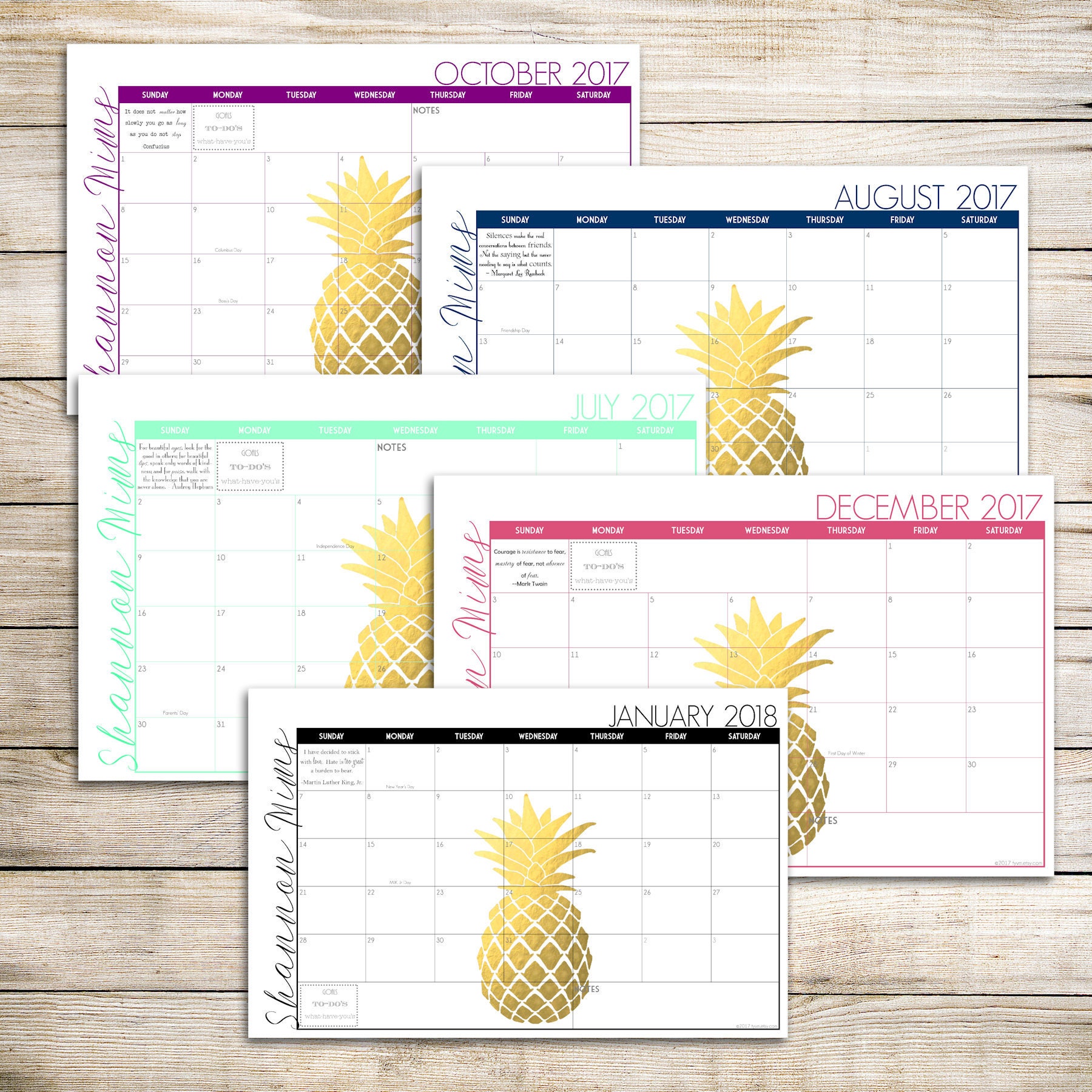 2021 Custom Desk Calendar, Desk Pad, Blotter Calendar Golden