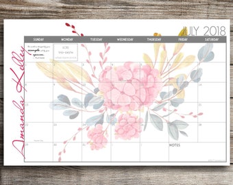 2025 Custom Desk Calendar, Desk Pad, Blotter Calendar, Academic Calendar, Yearly Calendar -- Watercolor Flowers, CHOOSE YOUR DATES