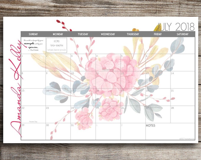 2025 Custom Desk Calendar, Desk Pad, Blotter Calendar, Academic Calendar, Yearly Calendar -- Watercolor Flowers, CHOOSE YOUR DATES