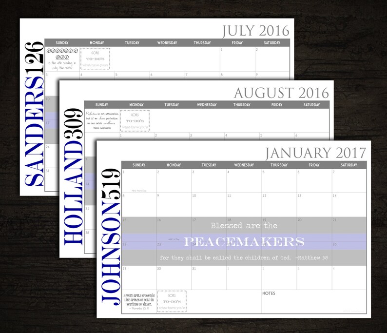 Custom Desk Calendar Desk Pad Blotter Calendar Thin Blue Etsy