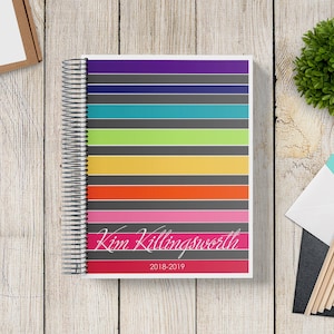 2025-2026 Custom Monthly-Weekly Planner -- Satin Rainbow Stripes