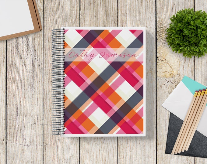 2024-2025 Custom MONTHLY Planner -- MidMod Plaid