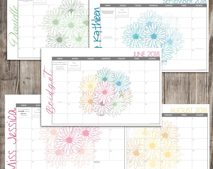 Custom Desk Calendar, Desk Pad, Blotter Calendar, Academic Calendar, Yearly Calendar -- Daisy Bouquet, PRINT YOUR OWN