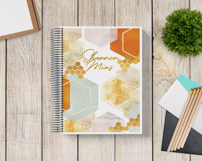 2025-2026 Custom Monthly-Weekly Planner -- Abstract Honeycomb