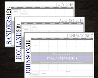 2025 Digital Printable DIY Custom Desk Calendar, Desk Pad, Blotter Calendar - Thin Blue Line PEACEMAKERS, Matthew 5:9, You choose Dates