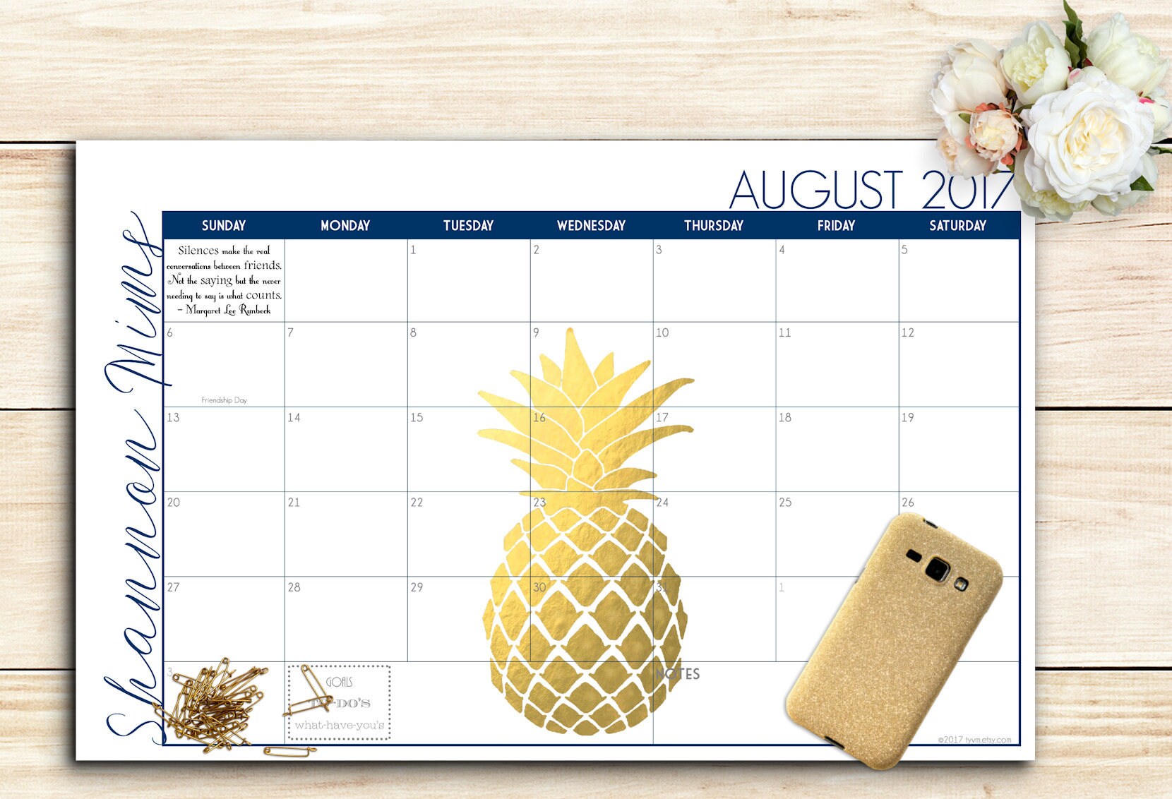 Custom Desk Calendar Desk Pad Blotter Calendar Golden Etsy