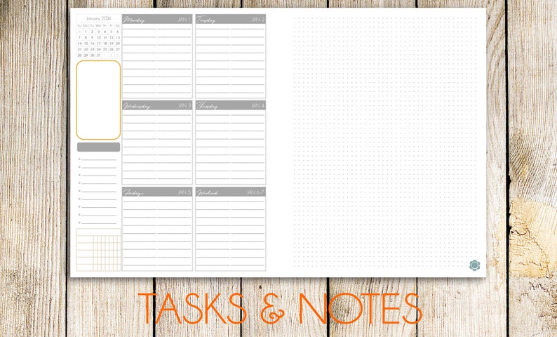 2023-2024 Custom Monthly-Weekly Planner Wildflowers Task-and-Notes