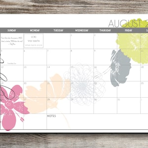 2025 Custom Desk Calendar, Desk Pad, Blotter Calendar - Cascading Flowers, Academic Calendar, Yearly Calendar, CHOOSE YOUR DATES