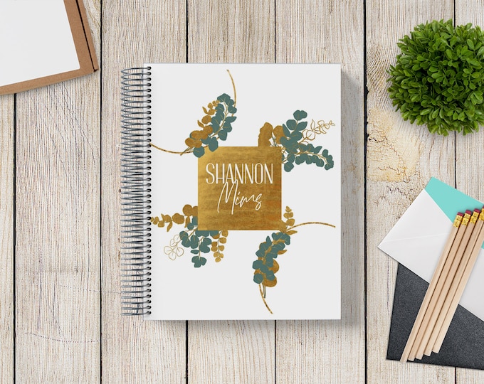 2024-2025 Custom MONTHLY Planner -- Gilded Eucalyptus