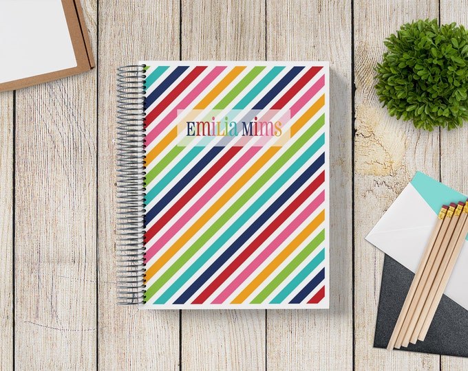 2023-2024 Custom MONTHLY Planner -- Rainbow Stripes