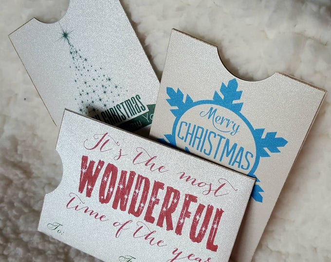 Vintage Style Christmas Holiday Gift Card Sleeve, Credit Card Sleeve with Ledger, Debit card sleeve, Gift card envelope