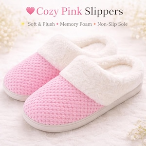 Fuzzy Plush Faux Fur Slippers, Memory Foam Velvet Bedroom Shoes, Christmas Holiday Gift
