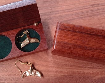 Humpback Whale Earrings with Handcrafted Jarrah Wood Box | Australian Marine Life Jewellery Gift Set | Wooden Keepsake Box
