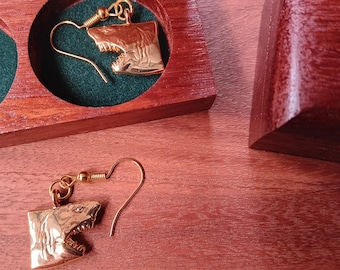 Great White Shark Earrings with Handcrafted Jarrah Wood Box | Australian Marine Life Jewellery Gift Set | Wooden Keepsake Box