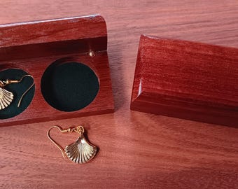 Scallop Earrings with Handcrafted Jarrah Wood Box | Australian Shell Jewellery Gift Set | Wooden Keepsake Box