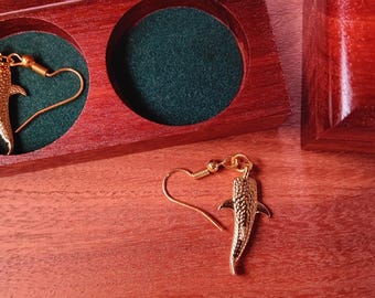Whale Shark Earrings with Handcrafted Jarrah Wood Box | Australian Marine Life Jewellery Gift Set | Wooden Keepsake Box