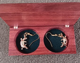 Platypus Earrings with Handcrafted Jarrah Wood Box | Australian Wildlife Jewellery Gift Set | Wooden Keepsake Box