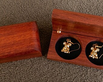 Koala Earrings with Handcrafted Jarrah Wood Box | Australian Wildlife Jewellery Gift Set | Wooden Keepsake Box