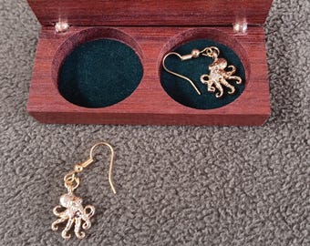 Octopus Earrings with Handcrafted Jarrah Wood Box | Australian Reef Jewellery Gift Set | Wooden Keepsake Box