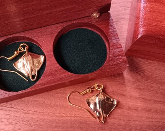 Stingray Earrings with Handcrafted Jarrah Wood Box | Australian Marine Life Jewellery Gift Set | Wooden Keepsake Box