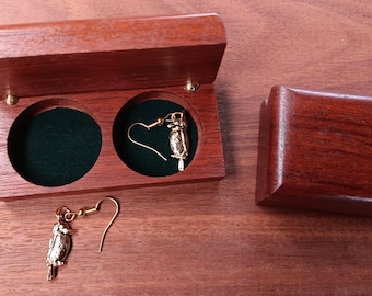 Kookaburra Earrings with Handcrafted Jarrah Wood Box | Australian Native Wildlife Jewellery Gift Set | Wooden Keepsake Box