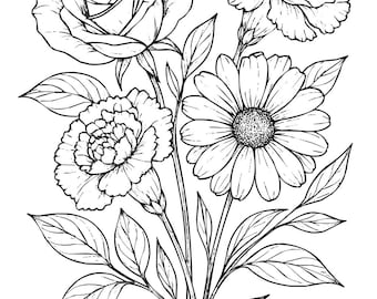 Floral Coloring Pages | Botanical Illustrations, Adult Relaxation (PDF Download)