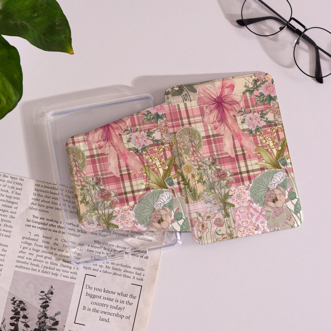 Pink Plaid Collage Magnetic Detachable Kindle Case for Paperwhite 12/11 ...
