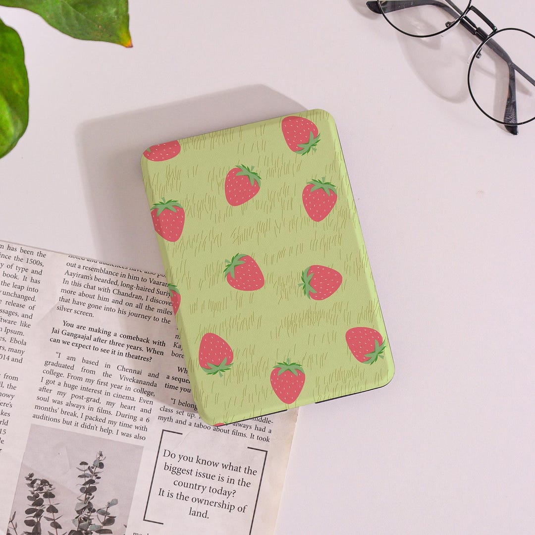 Grass Strawberry Simple Kindle/kobo Clara Case With Hand Strap,kindle ...