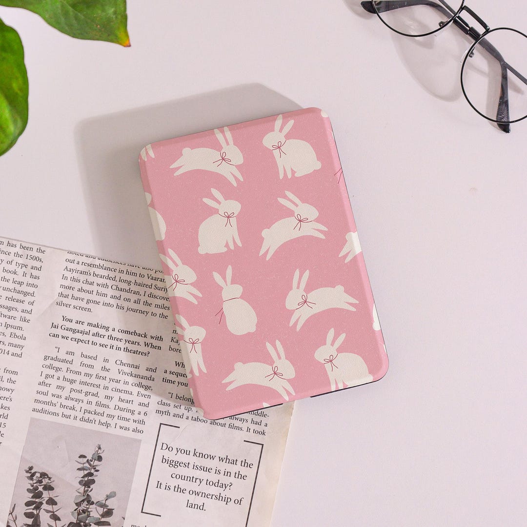 Cute Pink Bunny Girly Kindle/kobo Clara Case With Hand Strap,kindle ...