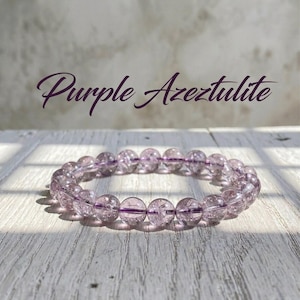 Purple Azeztulite Bracelet | Rainbow Crystal Beaded Bracelet | Spiritual Healing Stone | Minimalist Jewelry | Gift For Her image 1