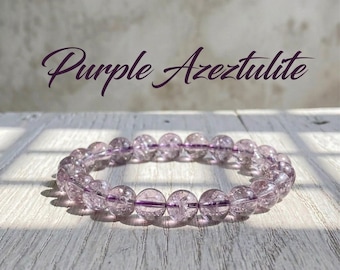 Purple Azeztulite Bracelet | Rainbow Crystal Beaded Bracelet | Spiritual Healing Stone | Minimalist Jewelry | Gift For Her