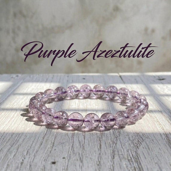 Purple Azeztulite Bracelet | Rainbow Crystal Beaded Bracelet | Spiritual Healing Stone | Minimalist Jewelry | Gift For Her