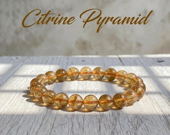 Natural Crystal Citrine Bracelet, 7A Grade Pyramid Thousand Layer Beads, November Birthstone, Merchant Wealth Success Stone, Business Gift