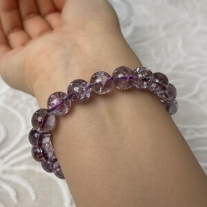 Purple Azeztulite Bracelet | Rainbow Crystal Beaded Bracelet | Spiritual Healing Stone | Minimalist Jewelry | Gift For Her image 7