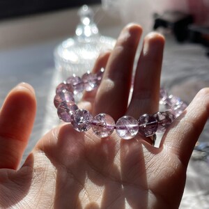 Purple Azeztulite Bracelet | Rainbow Crystal Beaded Bracelet | Spiritual Healing Stone | Minimalist Jewelry | Gift For Her image 5